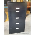 Hon Black 5 Drawer Lateral File Cabinet, Flip Front Top, Locking